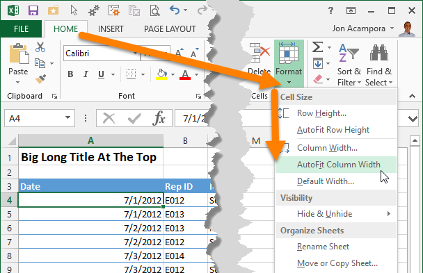 autofit cell in microsoft excel for mac